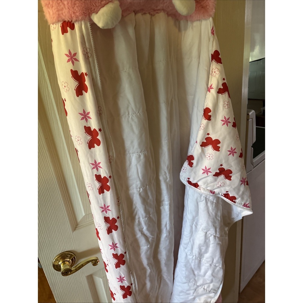 Happy Nappers Kids Sleeping Bag Pink Cat Plush Floral Butterfly Nap Sack - Picture 4 of 10